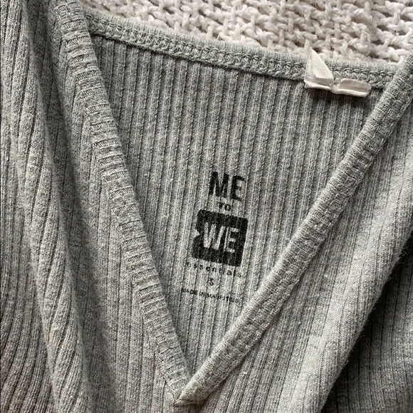 Grey, ribbed material thong bodysuit - Picture 2 of 3